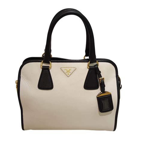 black and white prada purse|prada handbags white leather.